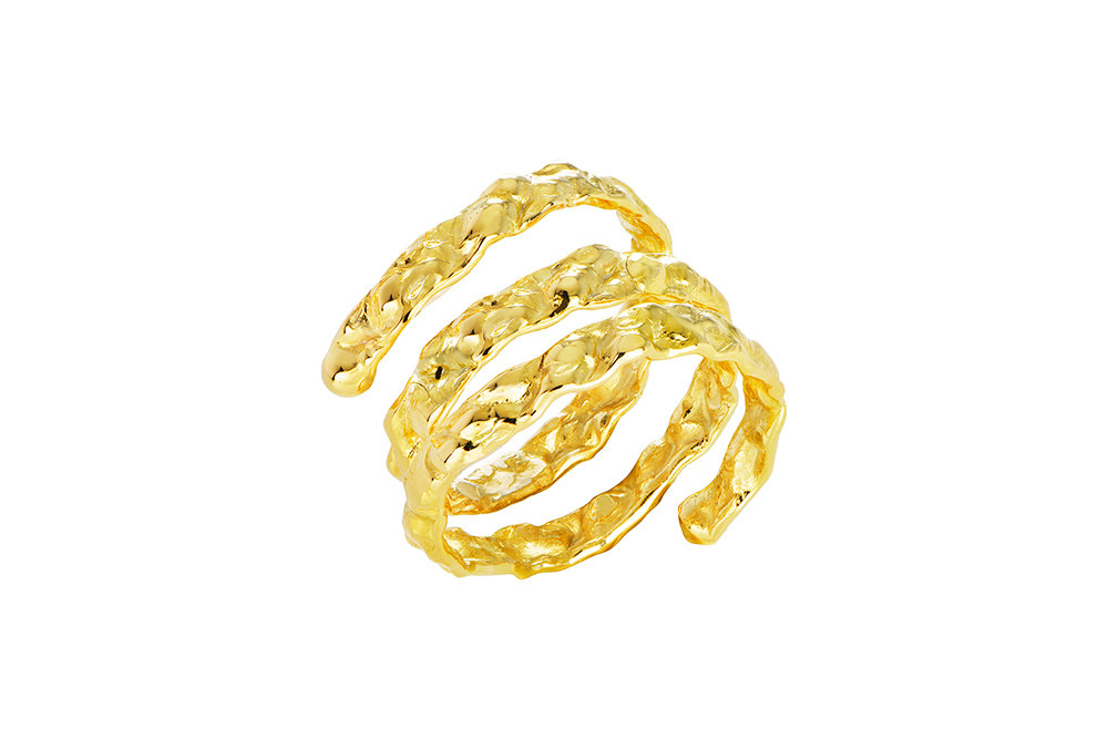 Anillo plata 925 serpentina 3mm irregular abierto martelé