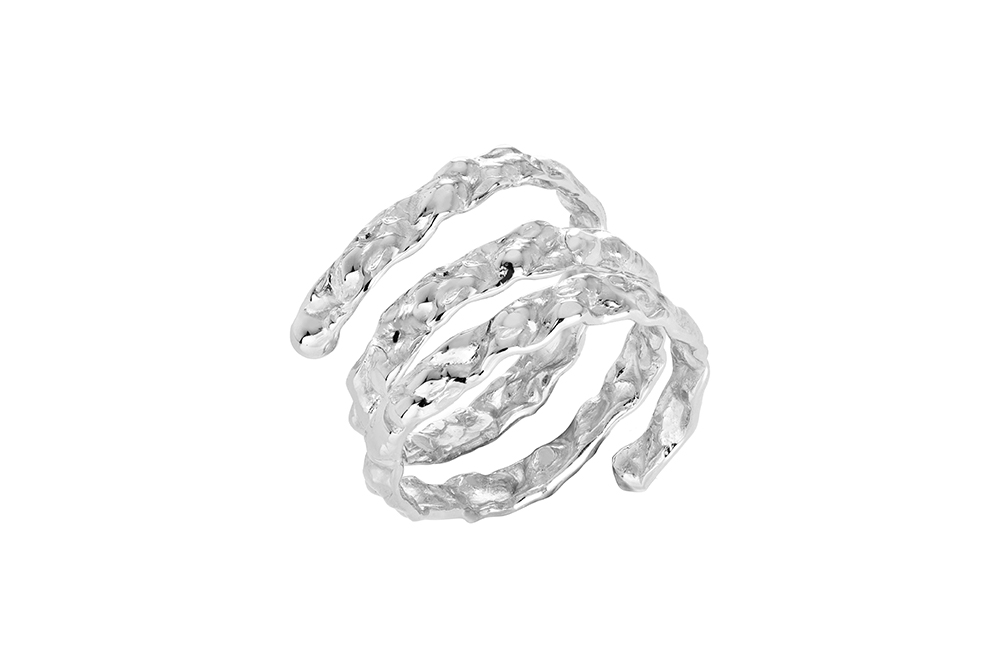 Sterling silver open irregular serpentine ring