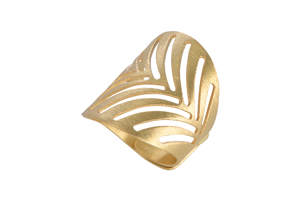 Anillo plata 925 hoja calada abierto