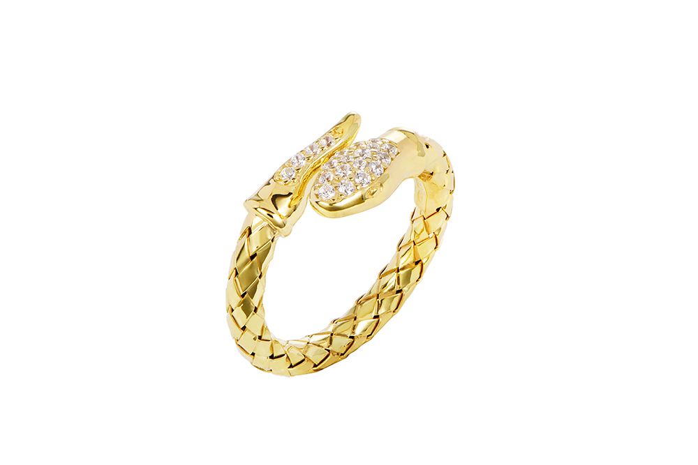 Sterling silver zirconia snake open ring