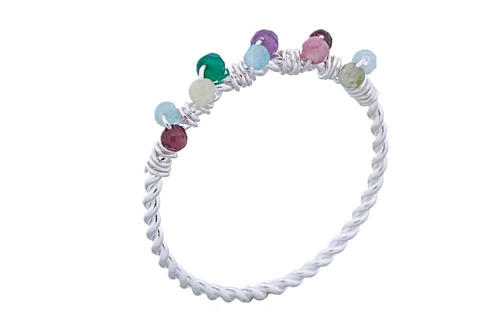 [18374RTA10RMXPL] Sterling silver mix stones ring (EU size 50)
