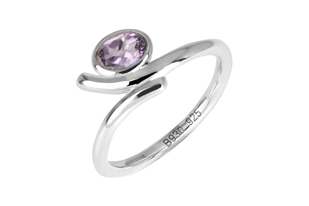 [17476RTA12RAMPL] Sterling silver semiprecious stone ring (EU size 52, Amethyst)