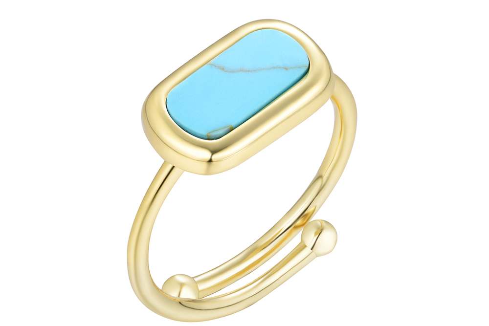 Anillo plata 925 abierto malaquita y turquesa