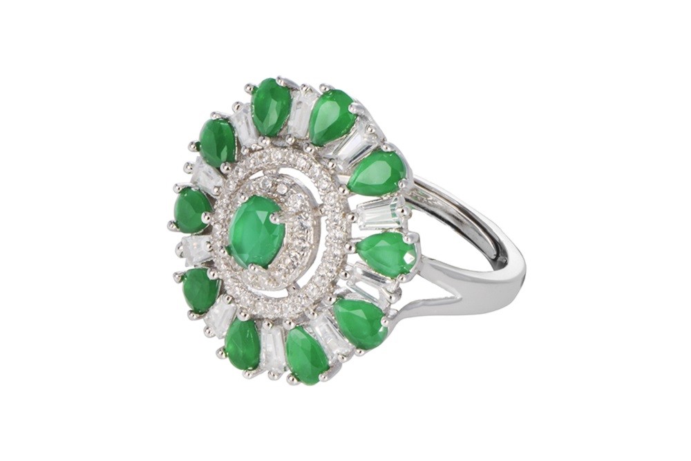 Anillo plata 925 flor piedras con zirconitas blancas