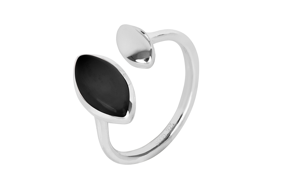 [17479RTA00RONPL] Sterling silver semiprecios stone open ring (Black)