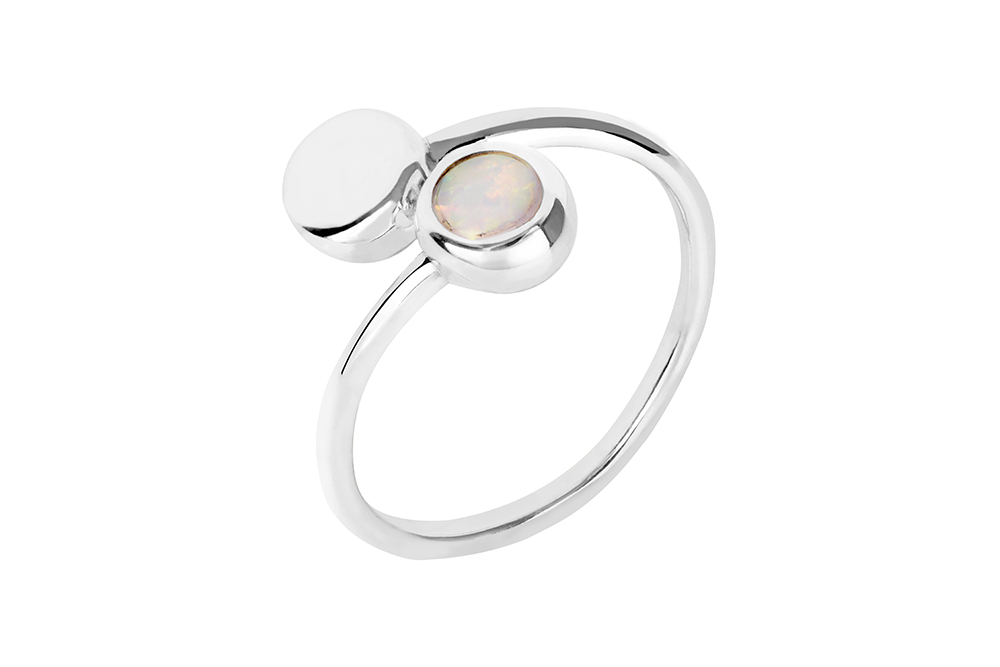 Sterling silver 6mm semiprecious stone open ring