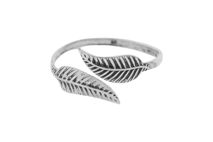 Anillo de pie plata 925 dos hojas 