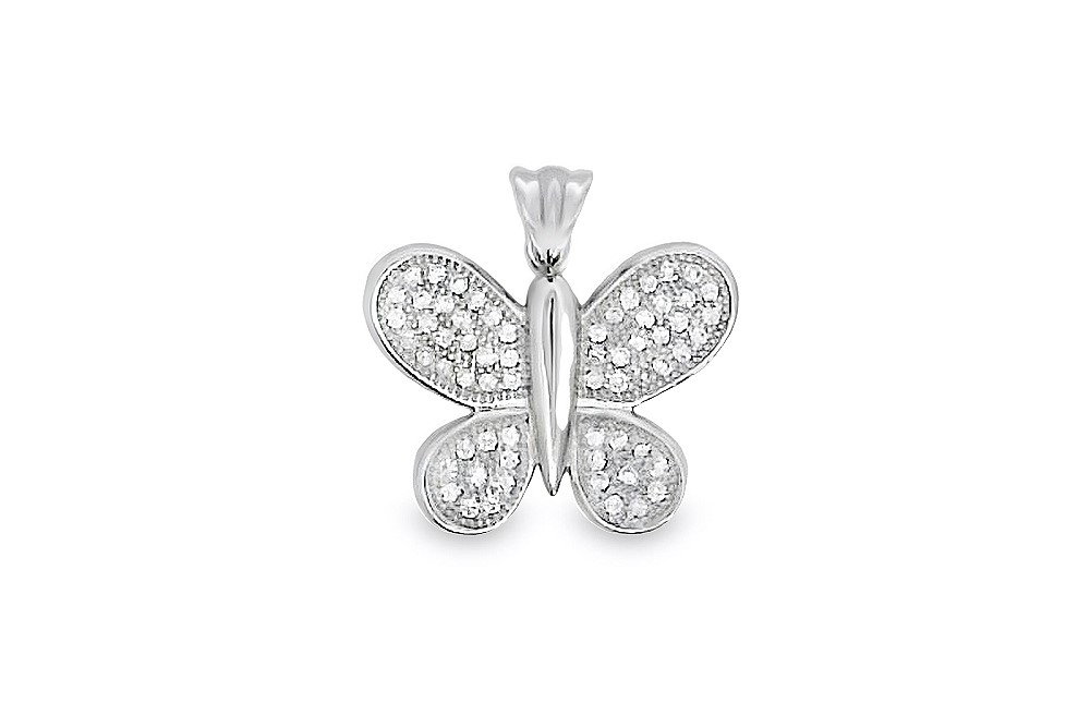 Sterling silver butterfly pendant with zirconias