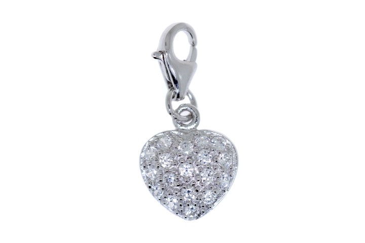 [061880001ZBL] Pendant charm silver 925 cz heart