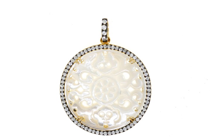 Colgante plata 925 nacar con zirconita 