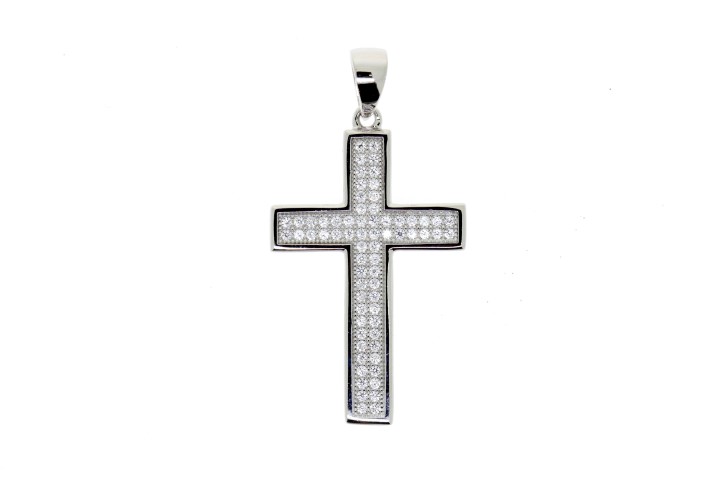 Colgante plata 925 microsetting zirconita cruz 