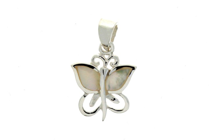 Silver 925 mop pendant butterfly