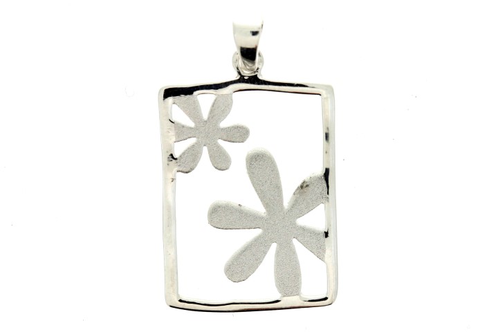 Colgante plata 925 flores 