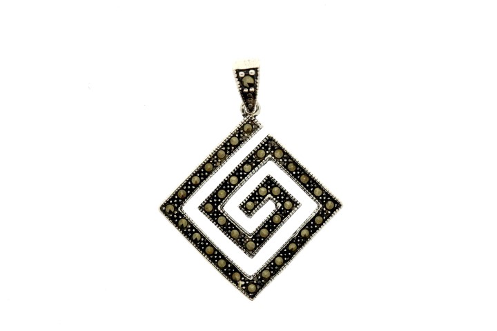 Colgante plata 925 marquesita espiral cuadrado 