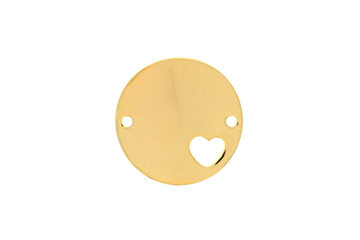 Placa plata lisa disco 17mm 2 agujeros corazon 