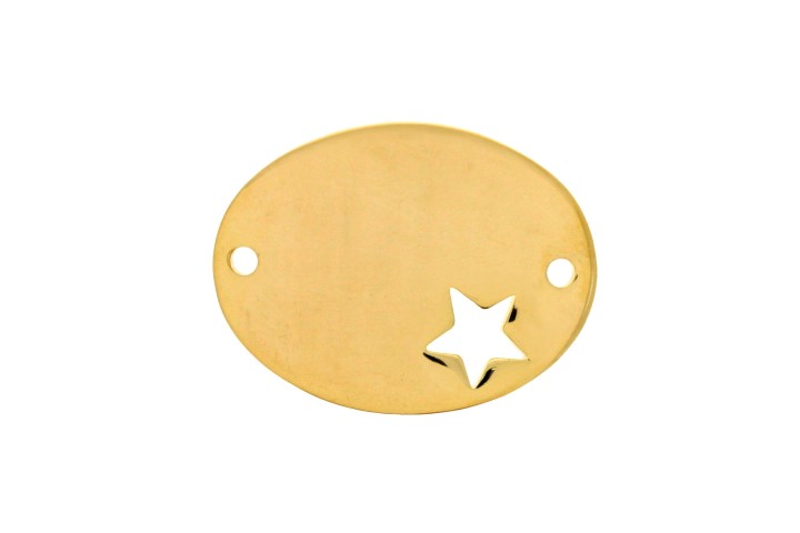 Placa plata lisa oval 2 agujeros estrella 