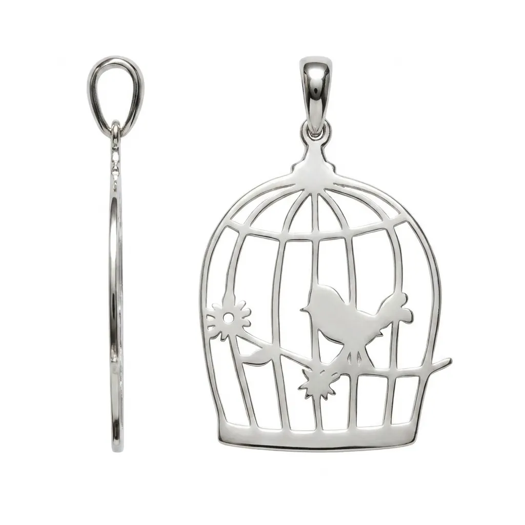 Colgante plata 925 jaula pajaros 