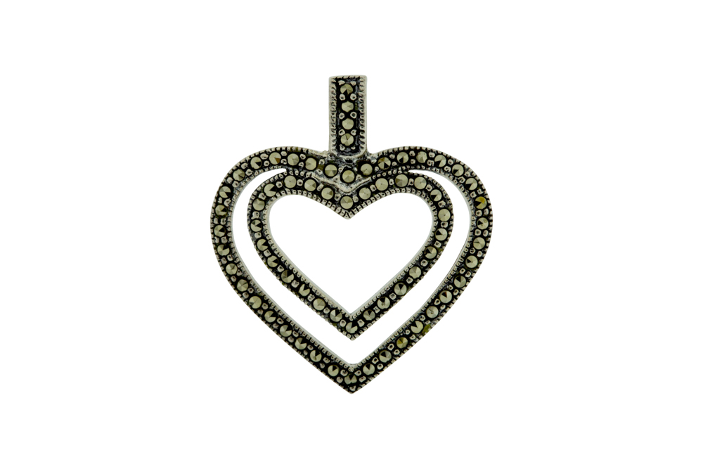 Silver 925 pendant marcasite heart