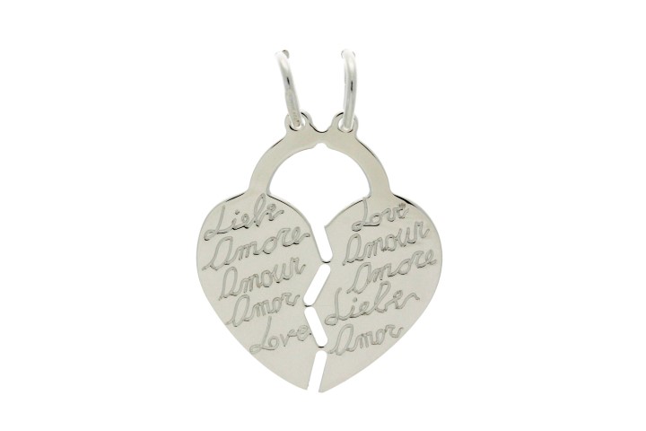Colgante plata 925 duo enamorados corazon partido 