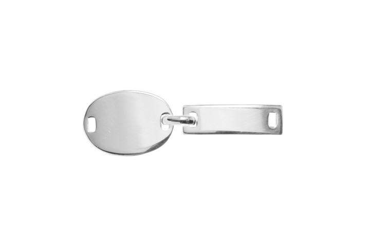 Placa plata 925 oval/rectangular duo c/2 agujeros 