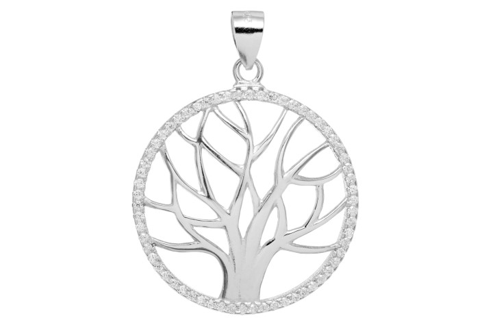 [091410001ZBL] Silver 925 tree pendant cz