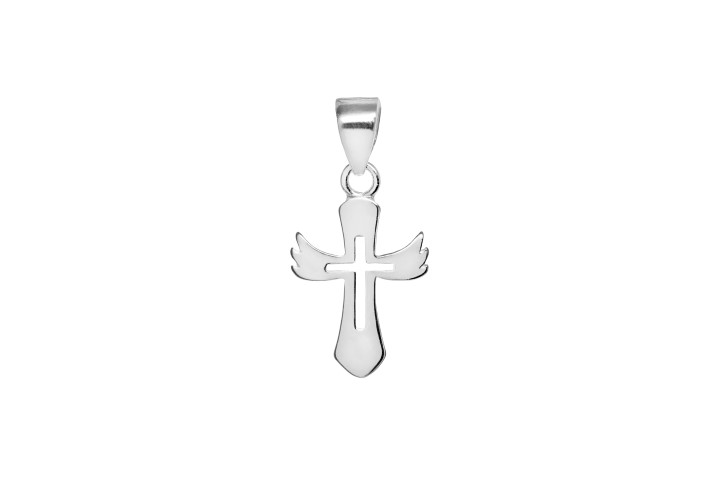 Colgante plata 925 cruz con alas 
