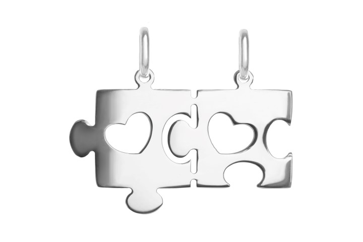 Silver 925 heart puzzle tag