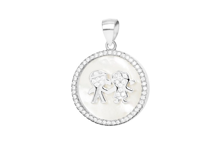 Colgante plata 925 nacar zirconita niño niña 