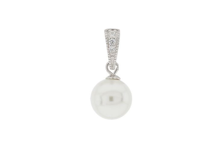 Colgante plata 925 perla shell 8mmm cz 