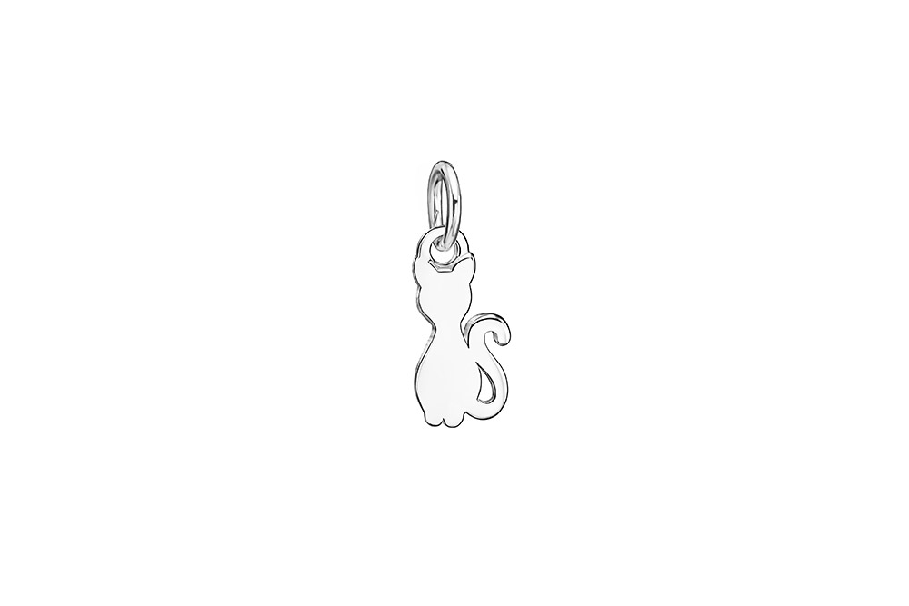 Colgante charm plata 925 gato con anilla abierta 