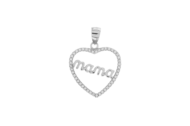 Colgante plata 925 cz mama corazón 