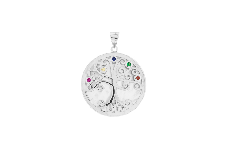 Colgante plata 925 nacar mix zirconita arbol vida 