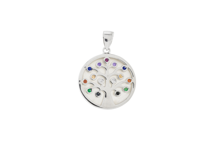 Colgante plata 925 nacar mix zirconita arbol vida 