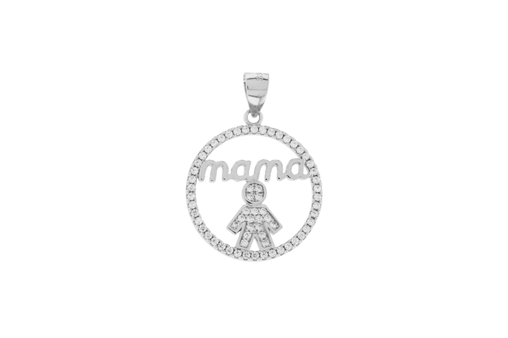 Colgante plata 925 zirconita mama niño 