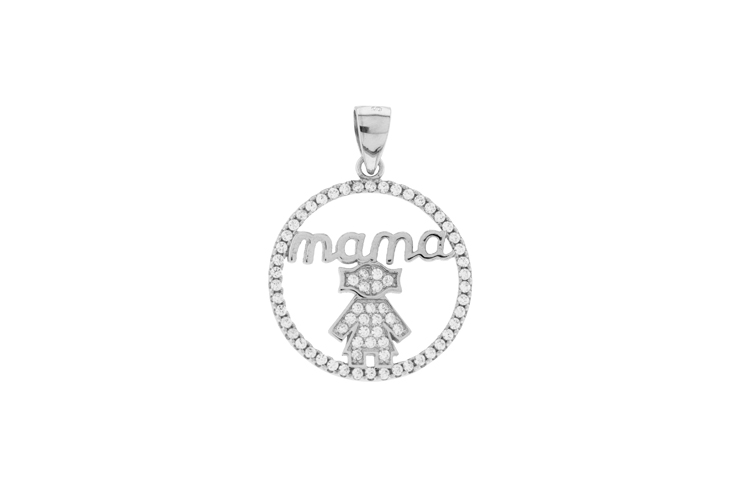 Colgante plata 925 zirconita mama niña 