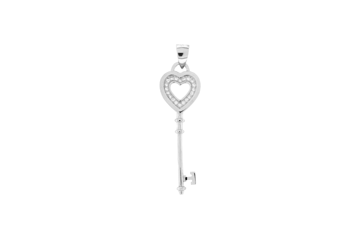 [115280001ZBL] Colgante plata 925 zirconita llave corazón 