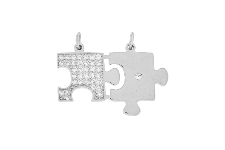Colgante doble plata 925 zirconita puzzle 