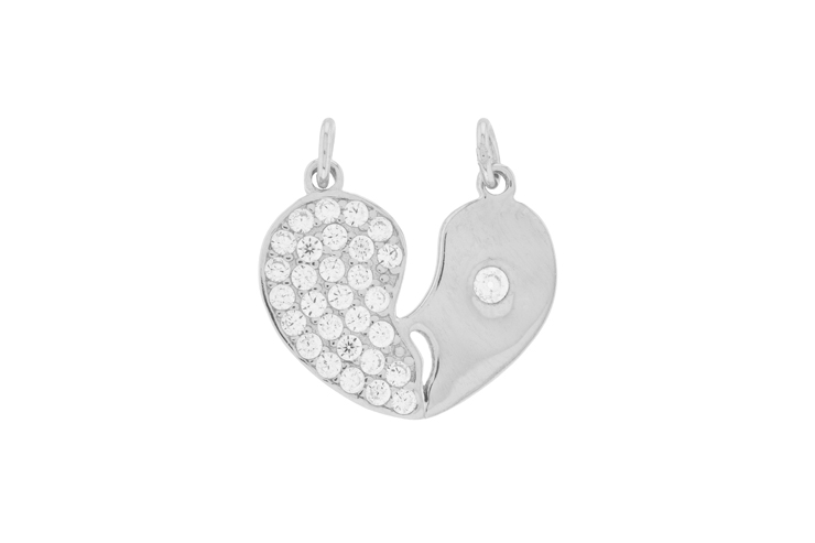 Colgante doble plata 925 zirconita corazón 