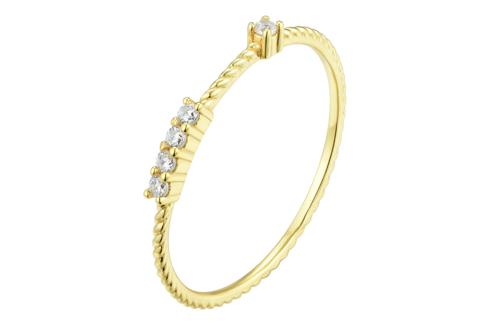 [14988R00TA16BLDO] Sterling silver 925 five zirconia ring
