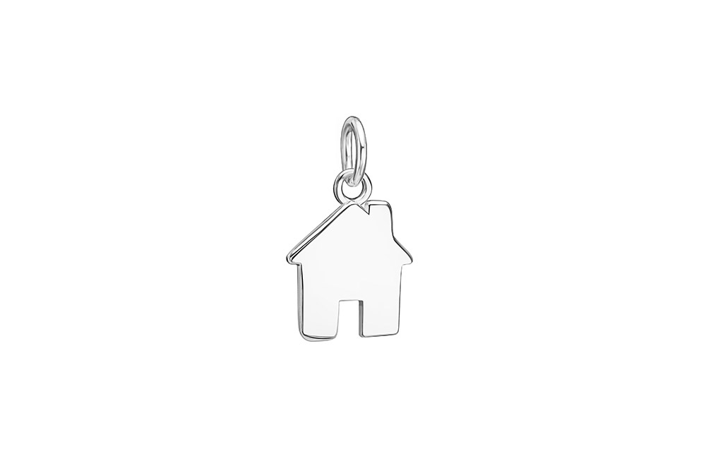 Colgante charm plata 925 casita con anilla abierta 