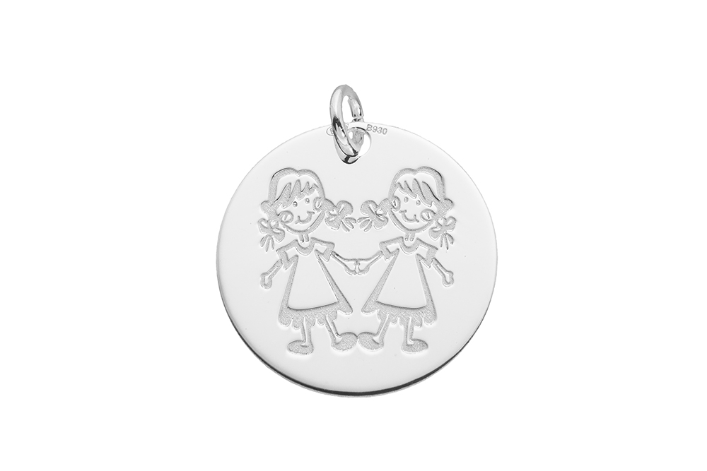 Silver 925 two girls pendant