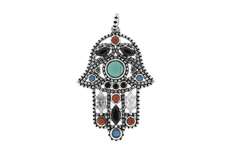 [119690006GTU] Colgante plata 925 mano de fatima mix zirconitas 