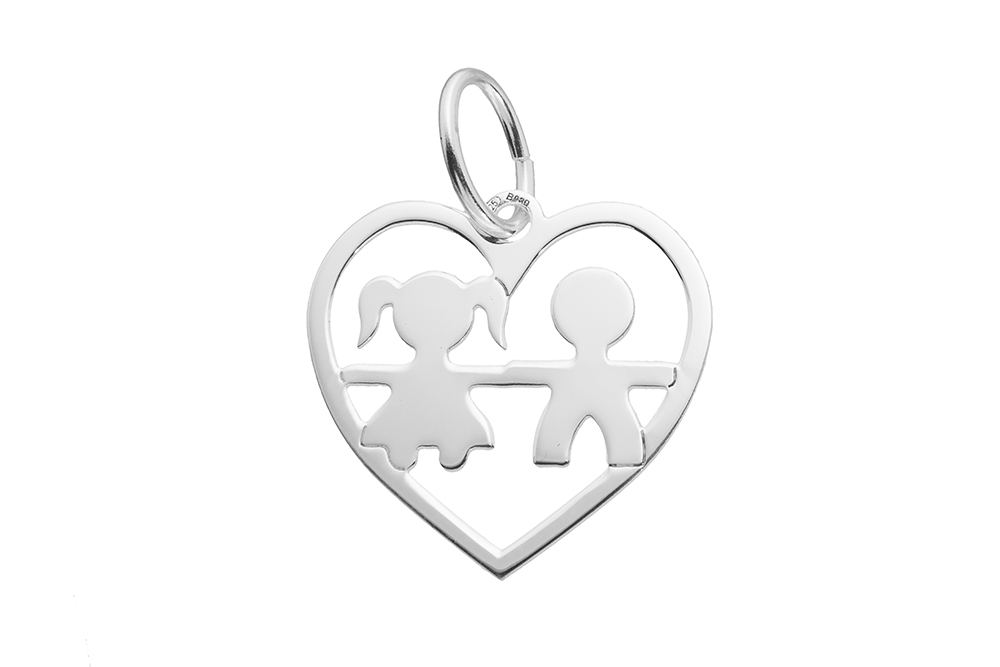 Colgante plata 925 corazón con niños 