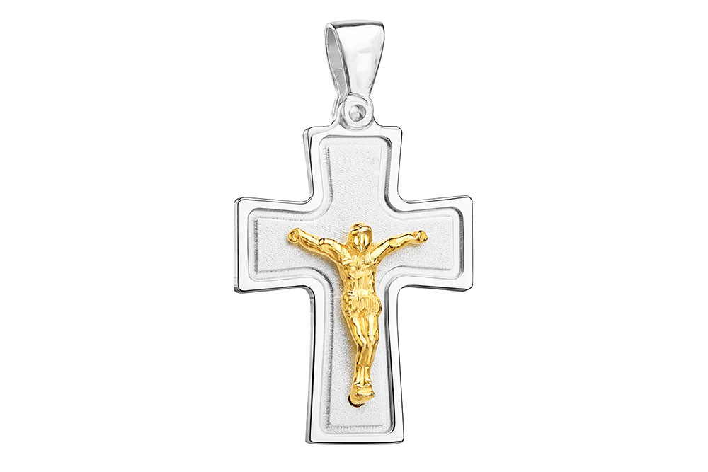 Cruz plata 925 con cristo dorado 