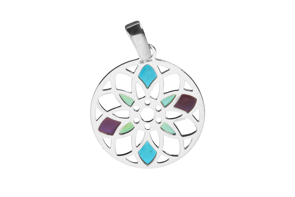 Colgante plata 925 mandala resina color
