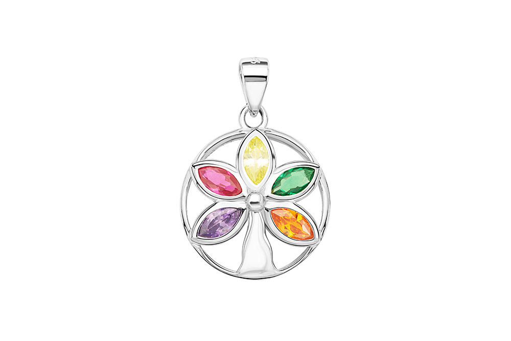 [133930001ZMC] Colgante plata 925 flor con mix de zirconitas 