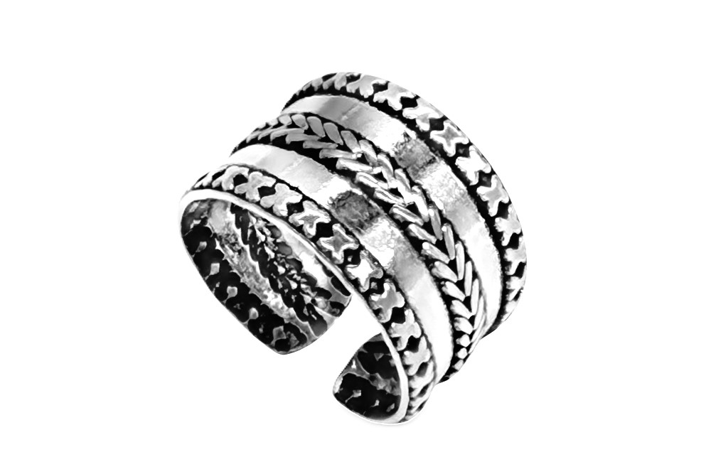 [15342RTA00OX] Anillo pie plata 925 espiga ancho