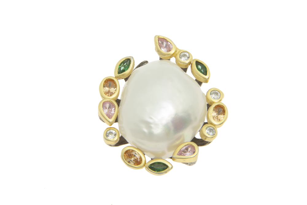 Colgante plata 925 zirconitas con perla 12mm 