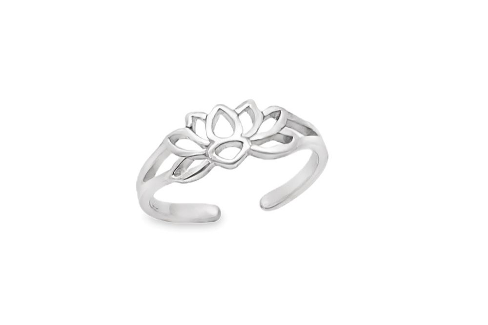 Sterling silver lotus flower toe ring