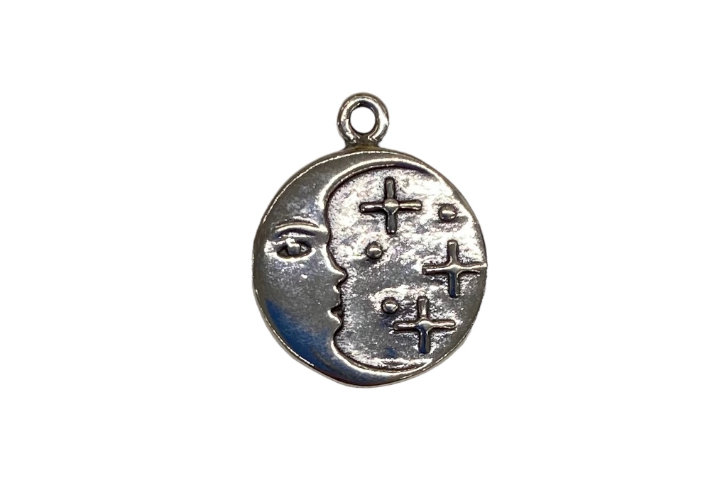 [16284POX] Sterling silver moon & stars charm